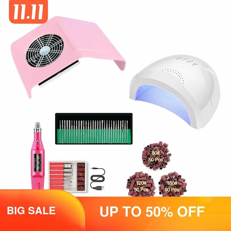Комплект инструментов для маникюра пылеуловитель 48 Вт УФ Гелевая лампа Sun One с