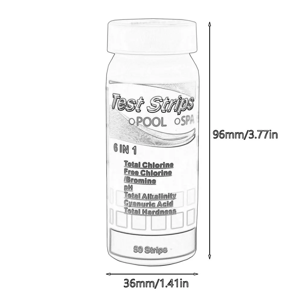 50 шт., 6 в 1, тест на PH для бассейна, бумага для определения остаточного хлора, значение PH, Щелочность, тест на твердость, Тест PH, er, бумага для очистки бассейна
