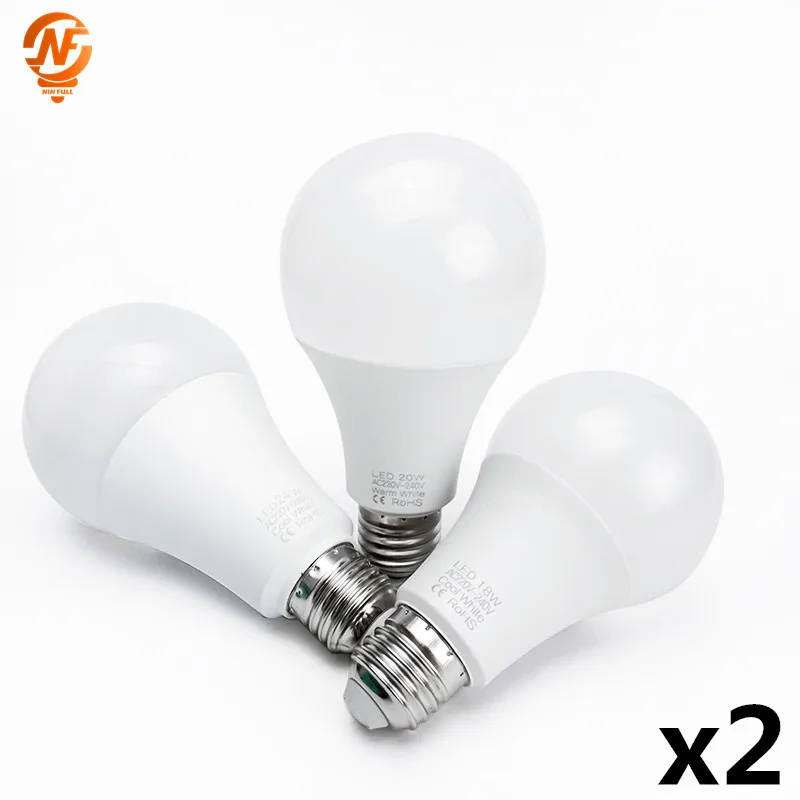 2 шт./лот LED E14 Светодиодная лампа E27 светодиодная AC 220V 230V 240V 3W 6W 9W 12W 15W 18W 20W Lampada