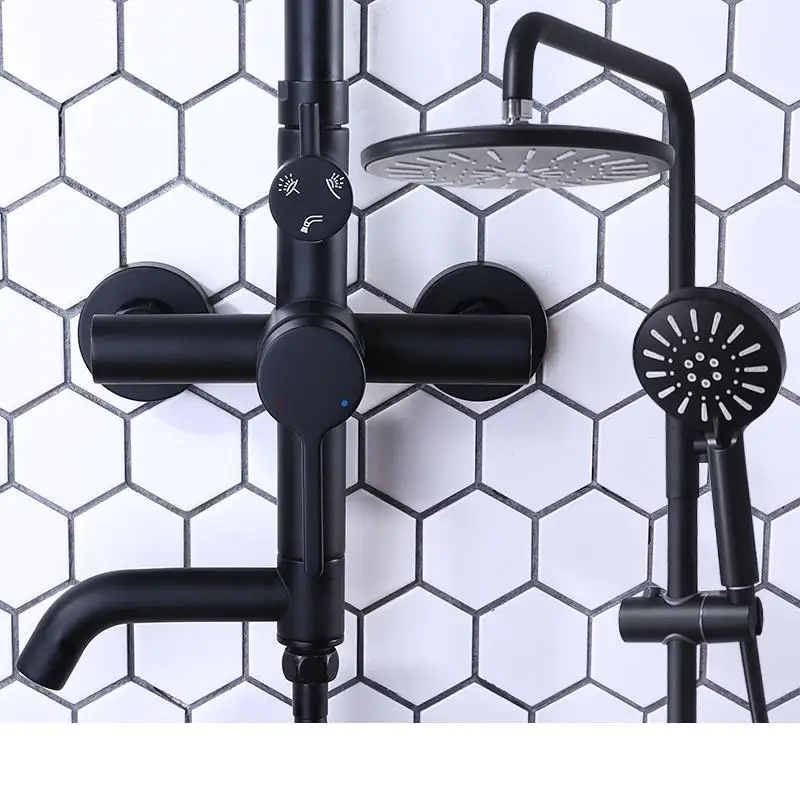 Painel Black Douchette Conjunto De Duschset Regadera Electronica Choveiro Douche Chuveiro Do Banheiro Ducha Душевая система для ванной комнаты