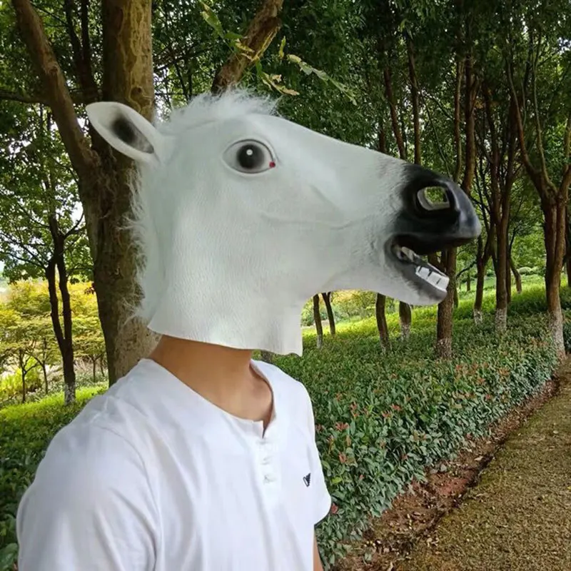 Маска для Хэллоуина, косплей, латексная маска для головы лошади, набор для головы животного, маска для лошади, собака, лошадь, маска для лошади