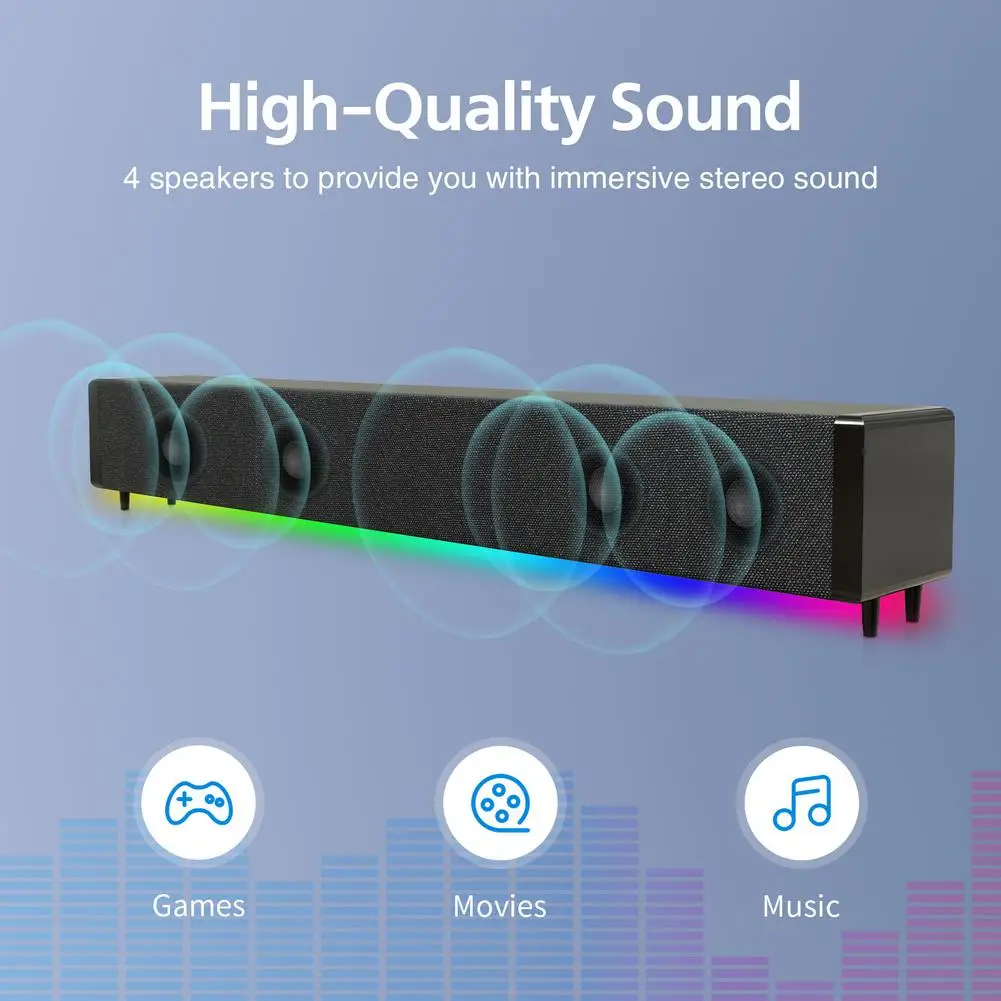 Беспроводная ТВ-звуковая панель 20 Вт RGB и Проводная Bluetooth-звуковая RCA AUX 3 5 мм для