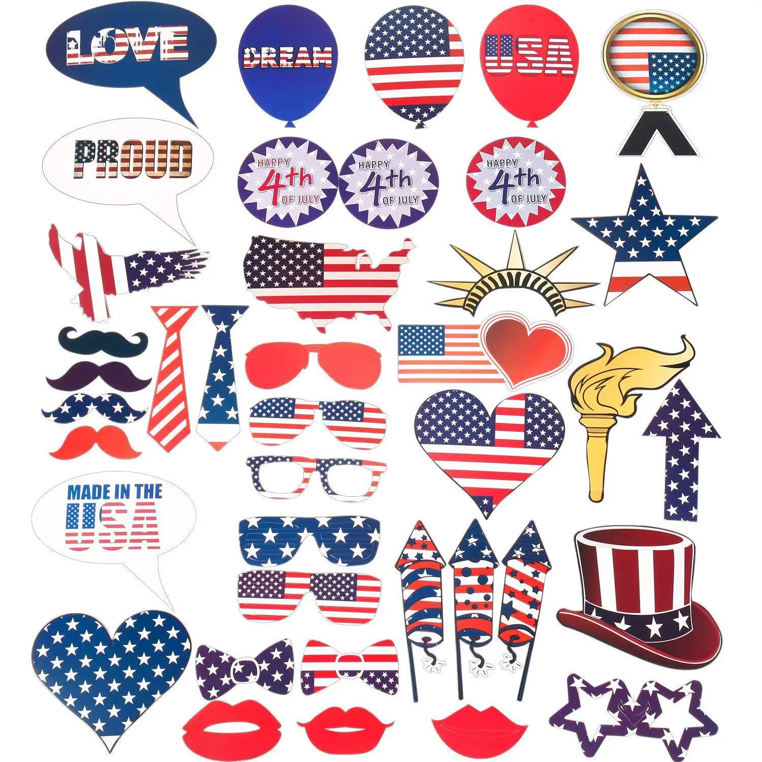 

America National Day Independence Day 40 Pieces Photographic Prop 4th of Law Nor in Party