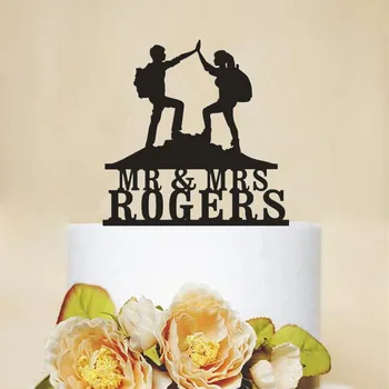 

Custom Mountain Climbing Cake Topper Personalized Bride Groom Engagement Wedding Party Cake Decorations Mr Mrs Cake Toppers