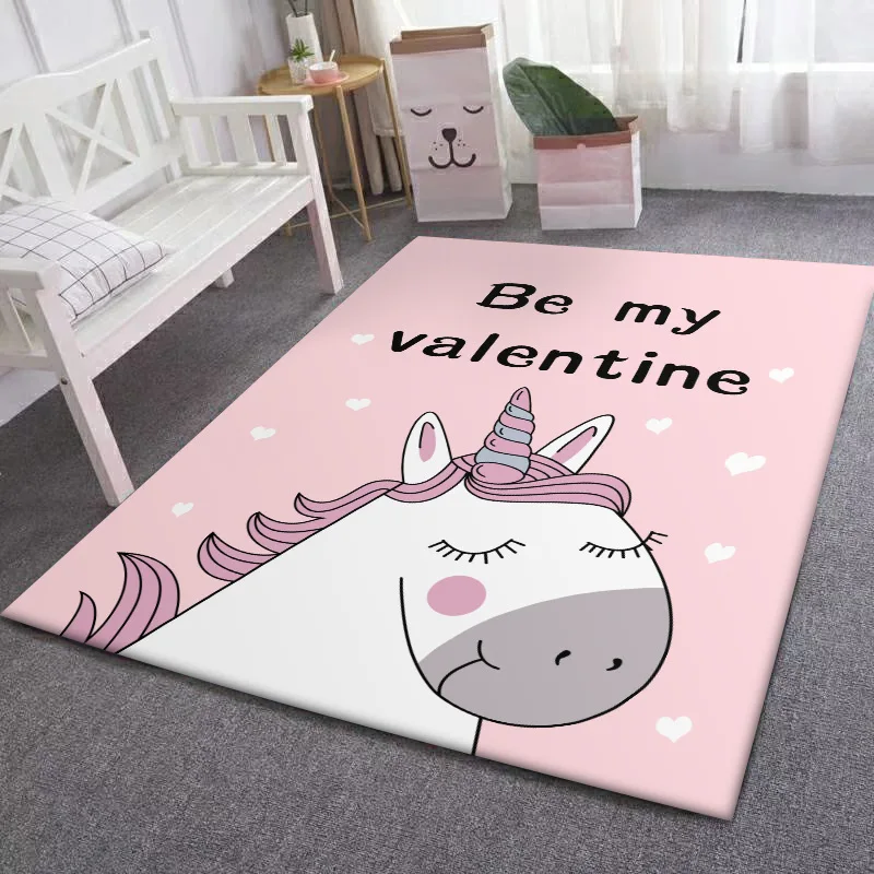 Модный современный ковер скандинавский мультяшный Милый Розовый Единорог пони 3D коврики с принтом для гостиной спальни детский коврик для ползания