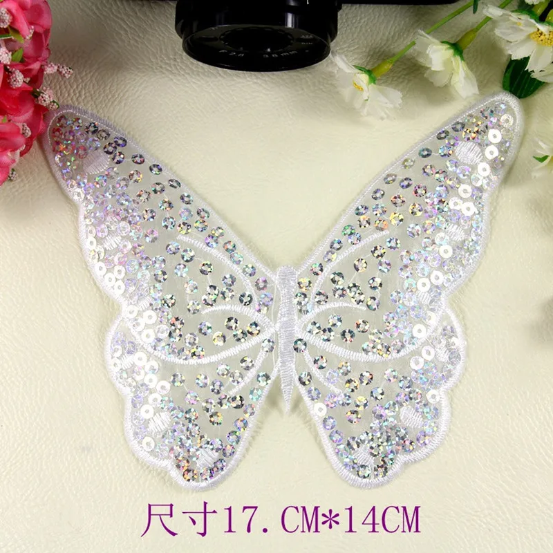 white embroidery sequins lace butterfly lace