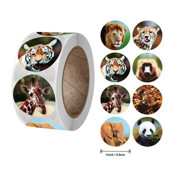 

500Pcs/Roll Zoo Animals Cartoon Stickers For Kids Classic Toys Sticker School Teacher Reward Sticker Cute Lion Tiger Sticker