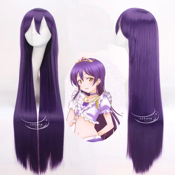 

Lovelive! good quality Sonoda Umi cosplay hat wigs Dark Purple Straight Hair Anime cos Wig
