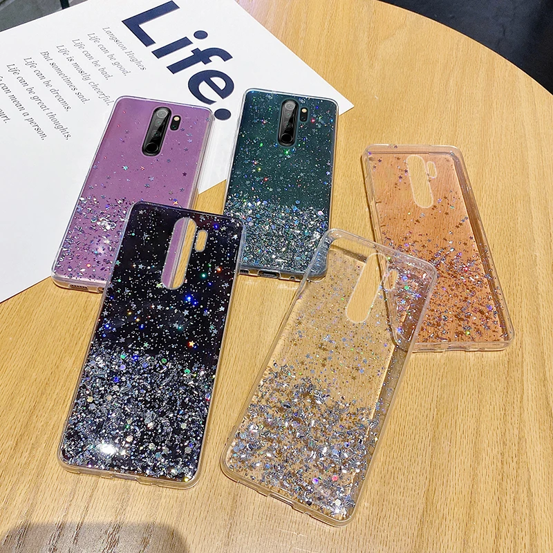 Ultra-thin Cute Bling Glitter Silicone Phone Case For Xiaomi Redmi Note 13 12 11 10 9 S 8 Mi 14 T Pro Luxury Stars Sequins Cover - Image 6