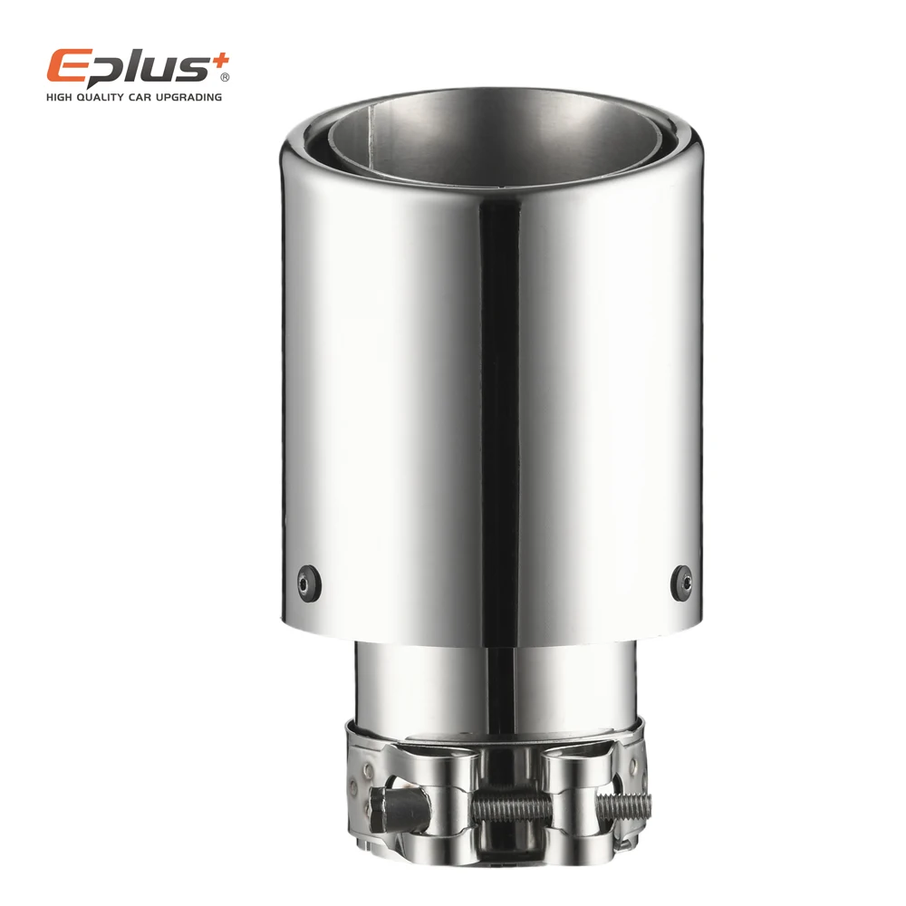 EPLUS Car Stainless Steel Muffler Tip Exhaust System Universal Crimping Silver Decoration Exhaust Pipe Mufflers for Akrapovic exhaust muffler tip exhaust pipe muffler