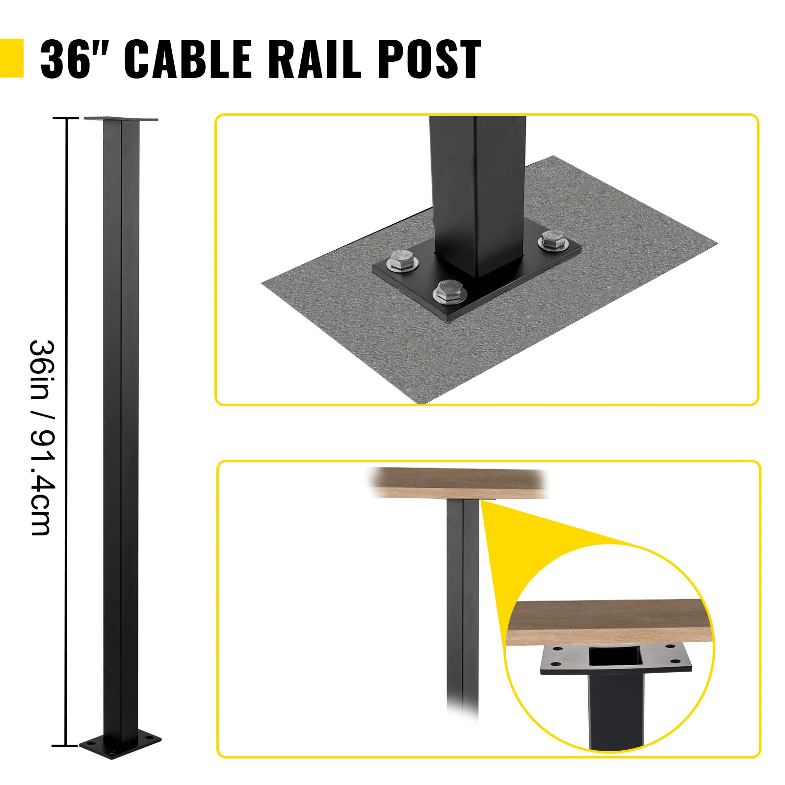 VEVOR Cable Rail Post Level Deck Stair Post Stainless Steel Brushed Finishing DIY Picket Deck Stair Railing Kit w/ Mount Bracket