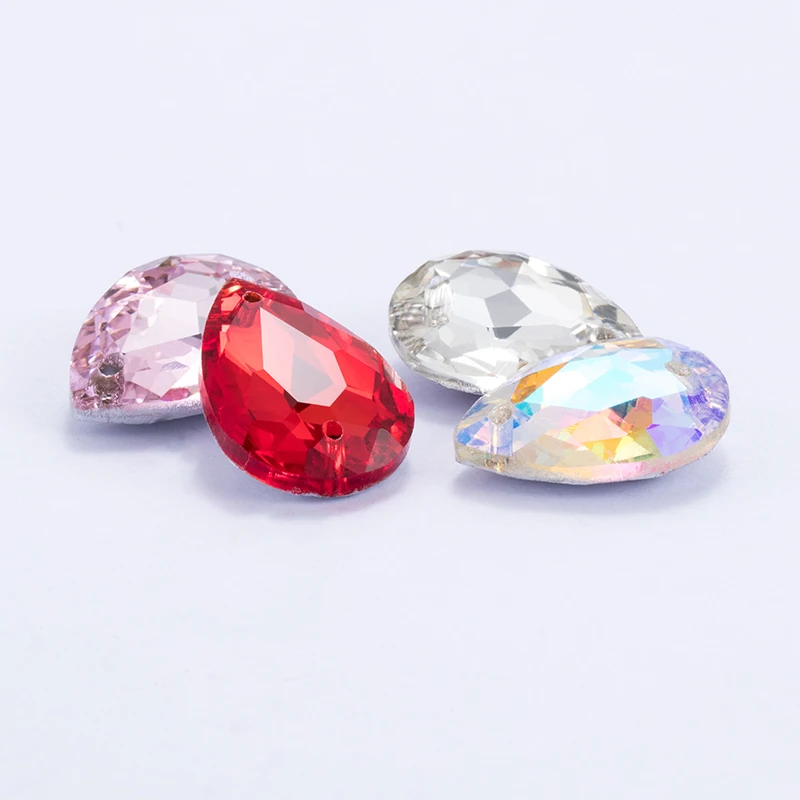 

Glitter Bright Color Crystal Drop Glass Sew on Rhinestone Craft Gems Christmas Clothing Dress Jewelry Decoration for needlework
