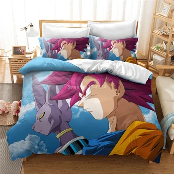 

3D Dragon Ball Bedding Set Son Goku Printed Cartoon Duvet Cover Pillowcases Set Bedclothes Twin Full Queen King Super King Size