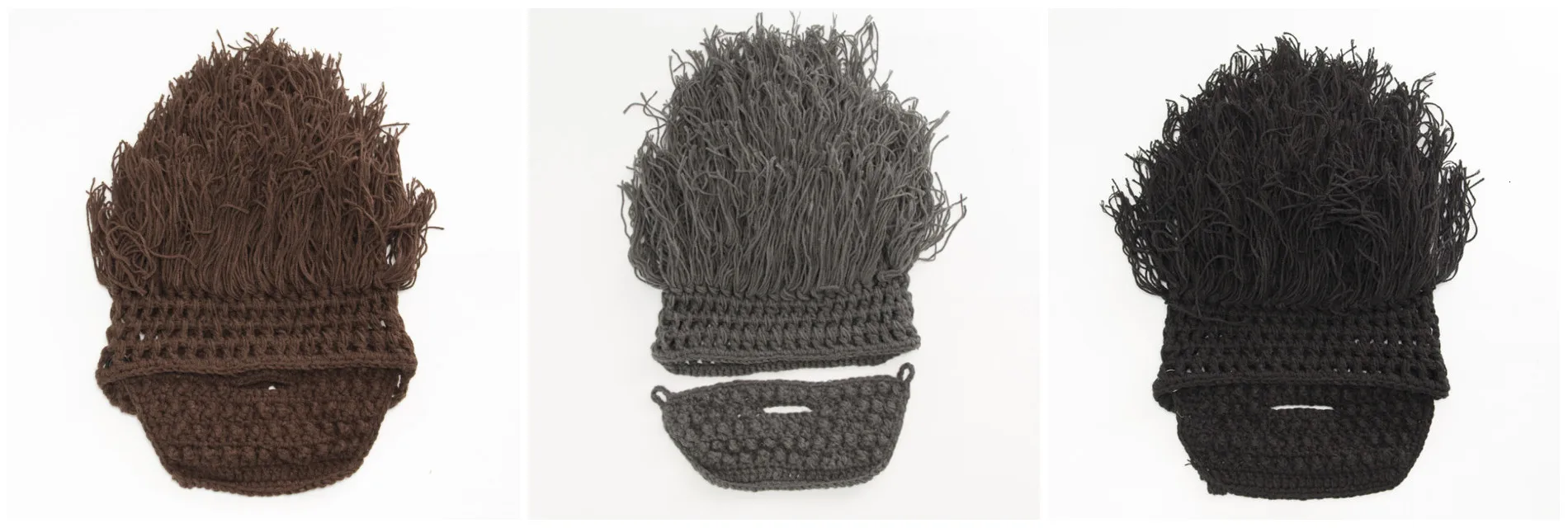 Season Male Ma'am Knitting Hat Halloween Party Funny Pure Manual Wool Mustache Wig Hats