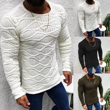 OLOME/осенние мужские трикотажные однотонные свитеры с круглым вырезом, приталенные пуловеры с длинными рукавами, повседневный облегающий свитер для мужчин 3XL, зима
