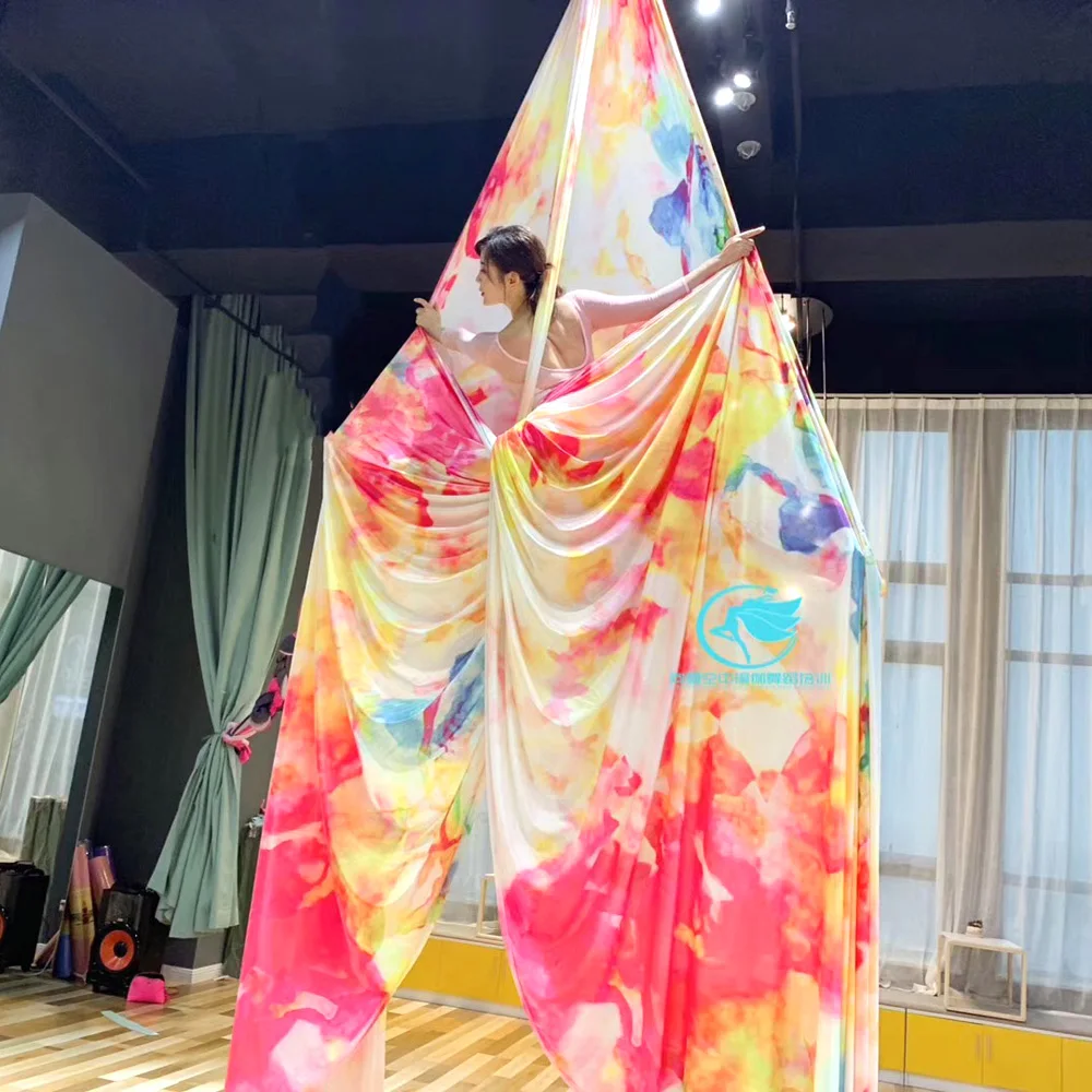 Предварительно фитнес Премиум Ombre Aerial Silks оборудование градиент цвета смешанные воздушные шелк 9 ярдов 8,2 м длиной