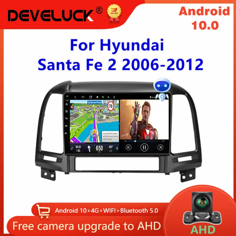 Автомагнитола 2DIN на Android 10 для Hyundai Santa Fe 2 2006-2012 мультимедийный видеопроигрыватель