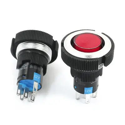 

2 Pcs 22mm Panel Mount SPDT 1NO 1NC Momentary Red Pilot Lamp Push Button Switch
