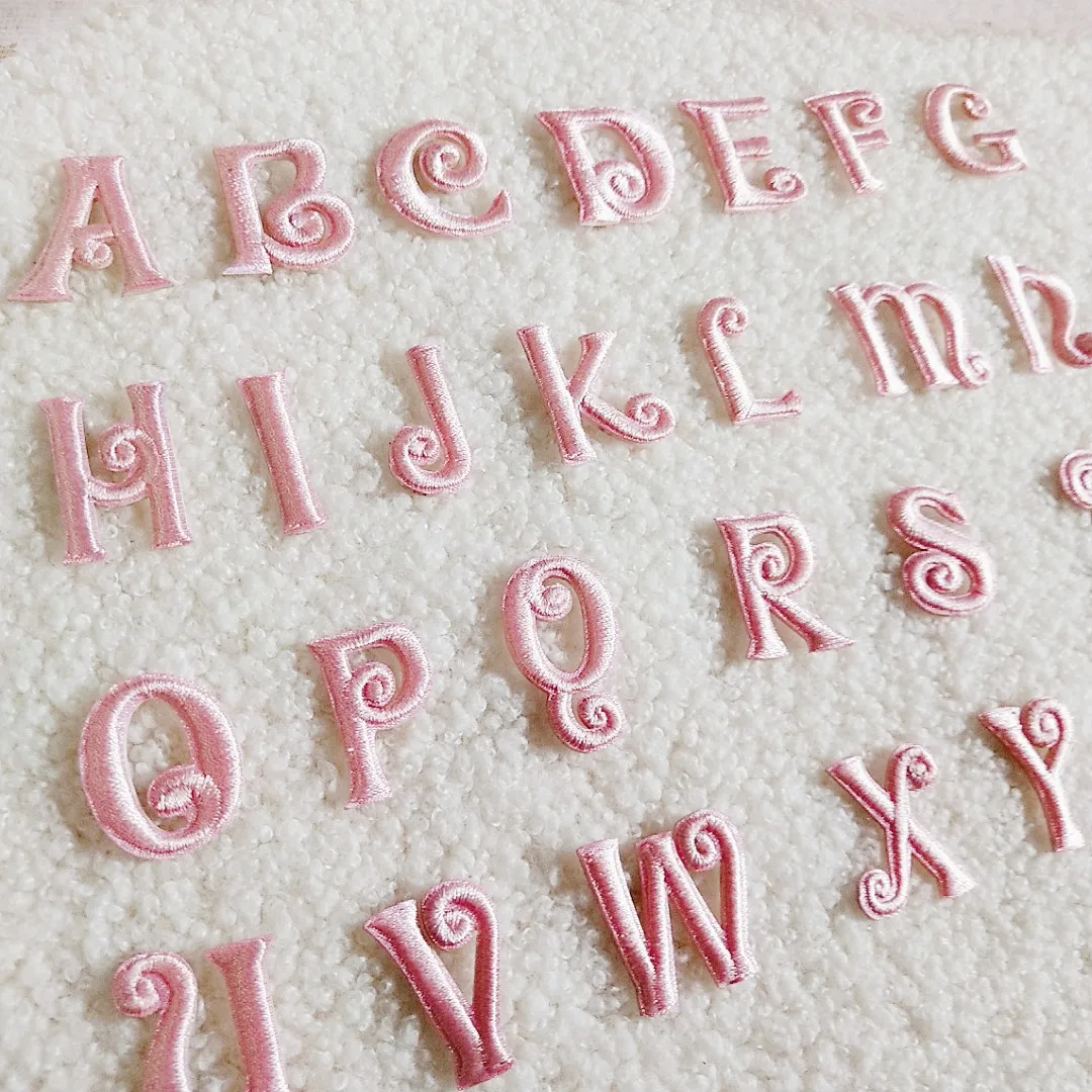 Self-Adhesive Pink Letter Patch for Clothing Embellishment