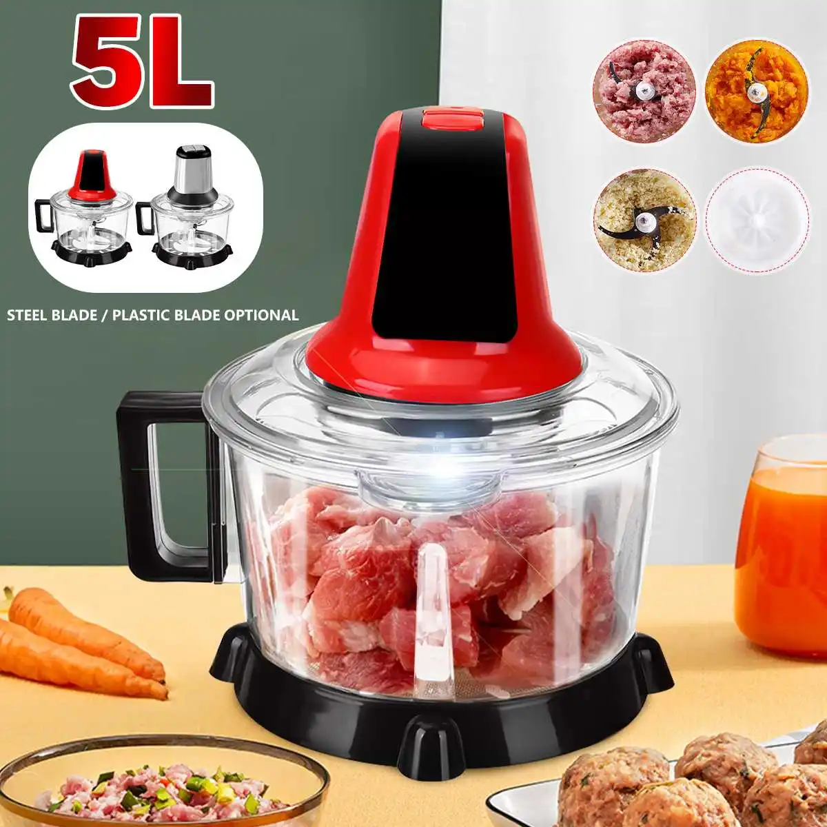 5L Electric Meat Mixer Home blender Grinder 2Speed Stainless Steel
