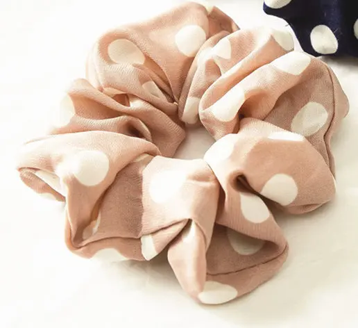 Pink Шифоновые резинки для волос с узором в горошек, тянущиеся держатели для волос с принтом в виде конского хвоста - Цвет: Pink