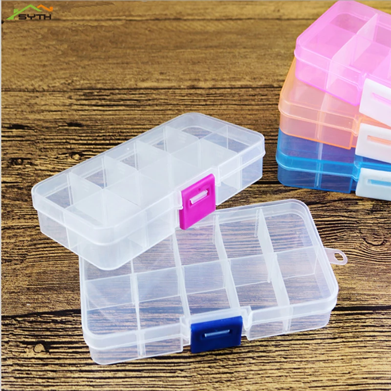 

Practical jewelry storage adjustable green plastic compartment storage box jewelry earrings small pieces storage box five colors