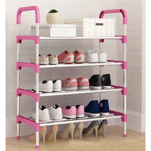 Органайзер для обуви, 5 слоев, стойка, одноцветные полки, комната, современный, 3 многослойные, для обуви, для гостиной, многофункциональная, для хранения спальни - Цвет: Pink 4 layers