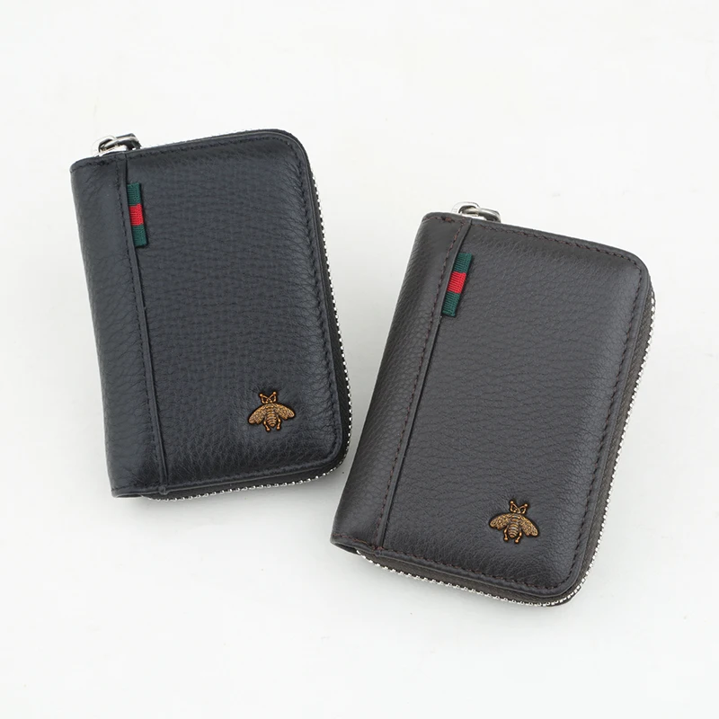

BOVL'S Genuine Leather Solid Card Holder Credit Card Holder Zipper Business Card Pocket Unisex Card Case Dropshipping