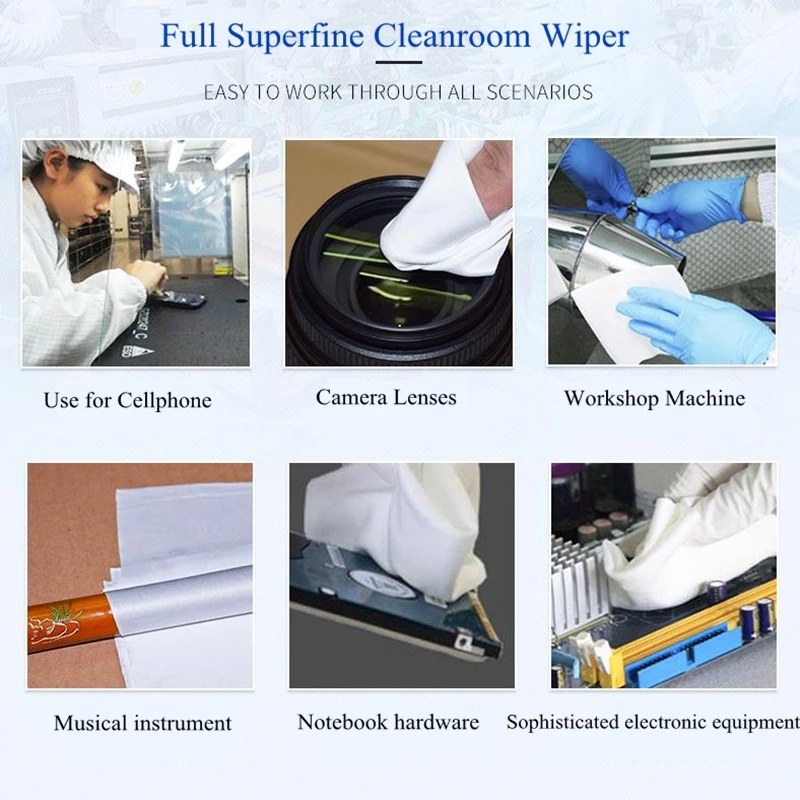 9x9inch 100-Class Ultra-Fine Cleanroom Wiper - Laser Edge-Sealing, Anti-Static, Soft Dust-Free Wipers for Industrial PCB and LCD Cleaning Description Image.This Product Can Be Found With The Tag Names Cheap Device Cleaners, Computer Office, Device Cleaners, High Quality Computer Office