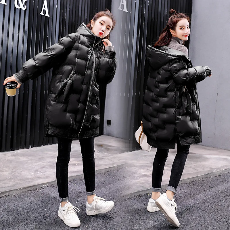 

2018 Winter New Style Korean-style Loose-Fit Small Chili Cotton Coat Women's Mid-length down Feather Cotton-padded Clothes Thick