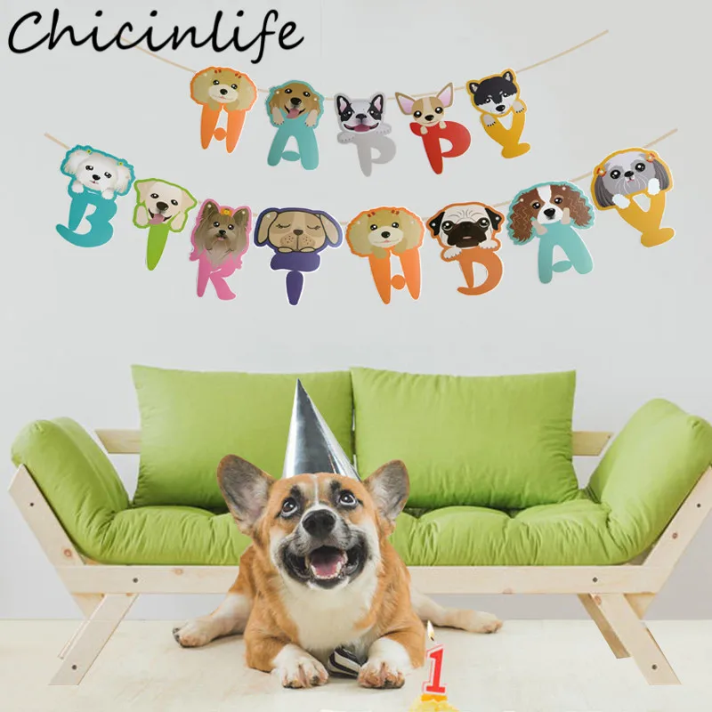 Chicinlife 1 набор милая собака с днем рождения баннер собака День Рождения Вечеринка детский душ животные вечерние гирлянды украшения принадлежности