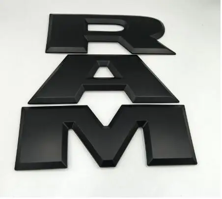 One set Car tailgate 3D RAM Letter Logo Emblem Rear Trunk Badge Sticker For Dodge Ram 1500 - Цвет: black