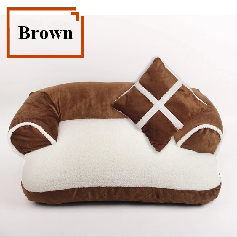 Мягкие кровати для собак, диван для кошек, лучший домик для домашних животных для маленьких и средних собак, гнездо для кошек, Классический английский стиль, зимняя теплая спальная кровать, коврик для щенка - Цвет: Brown