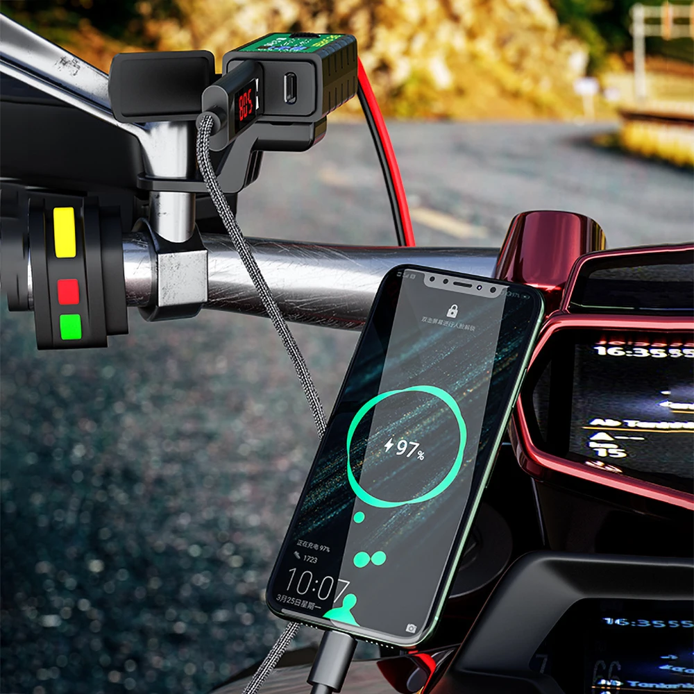 4,8 eine Motorrad Usb Ladegerät Sae Zu Usb Adapter Mit Voltmeter &  Auf/Aus-schalter Wasserdicht Schnell Trennen Stecker für Smart Telefon