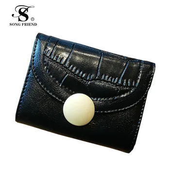 

SONG FRIEND New simple cowhide women's multi-card slot cowhide small card bag Small Luxury Brand Famous Mini Women Wallets Purse