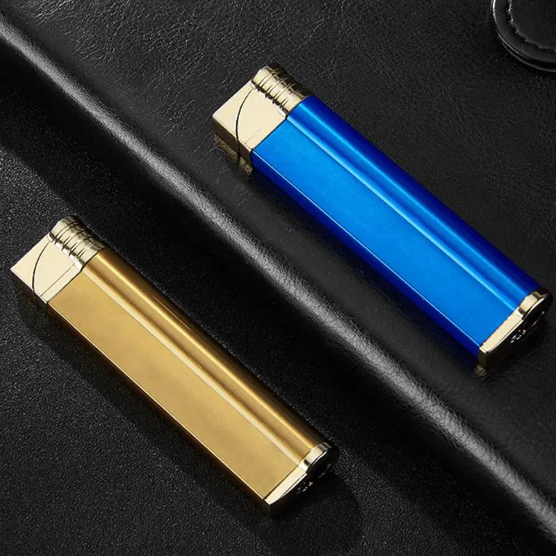 Портативная ветрозащитная газовая зажигалка маленькое голубое пламя