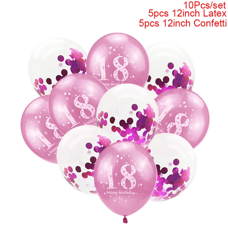 Воздушные шары золотые и черные 18 украшения на день рождения 18 день рождения латексные конфетти шары для 18 лет декоративные шары 6XN - Цвет: pink 18 birthday