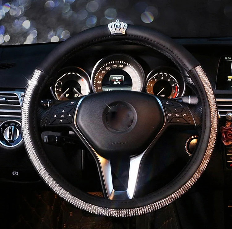 Автомобильный чехол на руль Кристальные стразы бриллиантовый автомобильный