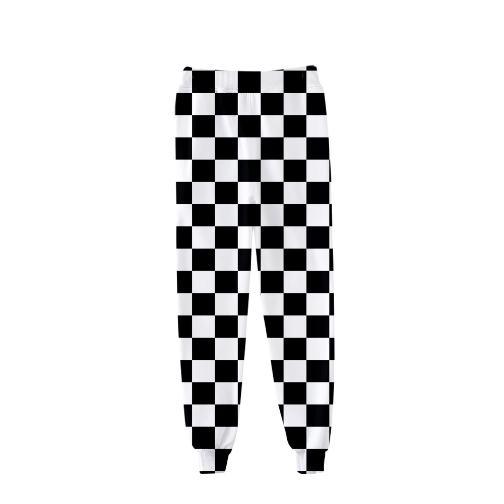 Fashion 3D Ghost Blade Youth Jogging Sweatpants Men's Ladies Black And White Plaid Style Hip Hop Trousers Autumn