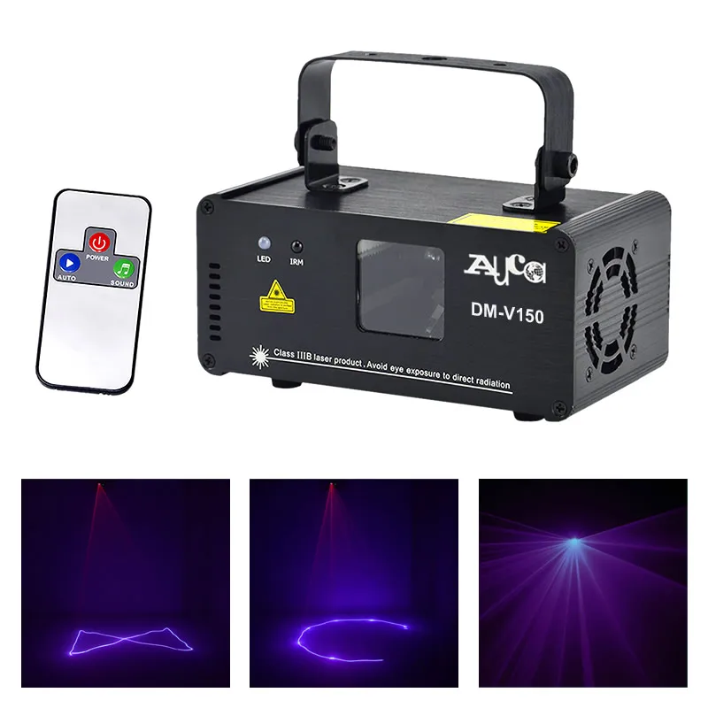 

AUCD Mini IR Remote Control 150mW Purple Beam Scan Projector Laser Lights 8 CH DMX Disco DJ Home Party Show Stage Lighting V150