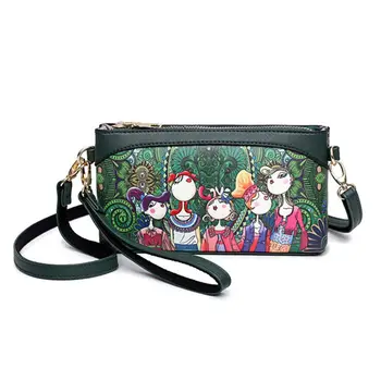 

FGGS-Shoulder Bags Small Crossbody Bags Women High Quality PU Leather Handbags Ladies Designer Cartoon Printing Purse(green)