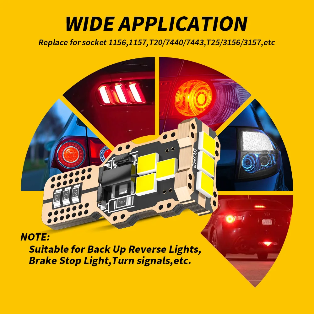DXZ 2pcs T15 W16W LED  2835 9-SMD 6000K Canbus T16 921 912 ڵ  ,    ڵ ȣ  12V 24V
