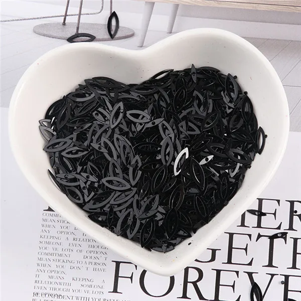 100Pcs/Pack 3*9MM Hollow Horse Eyes Sequins PVC Paillettes DIY Wedding Sewing Sequin Craft Garment Lentejuelas Accessories Black