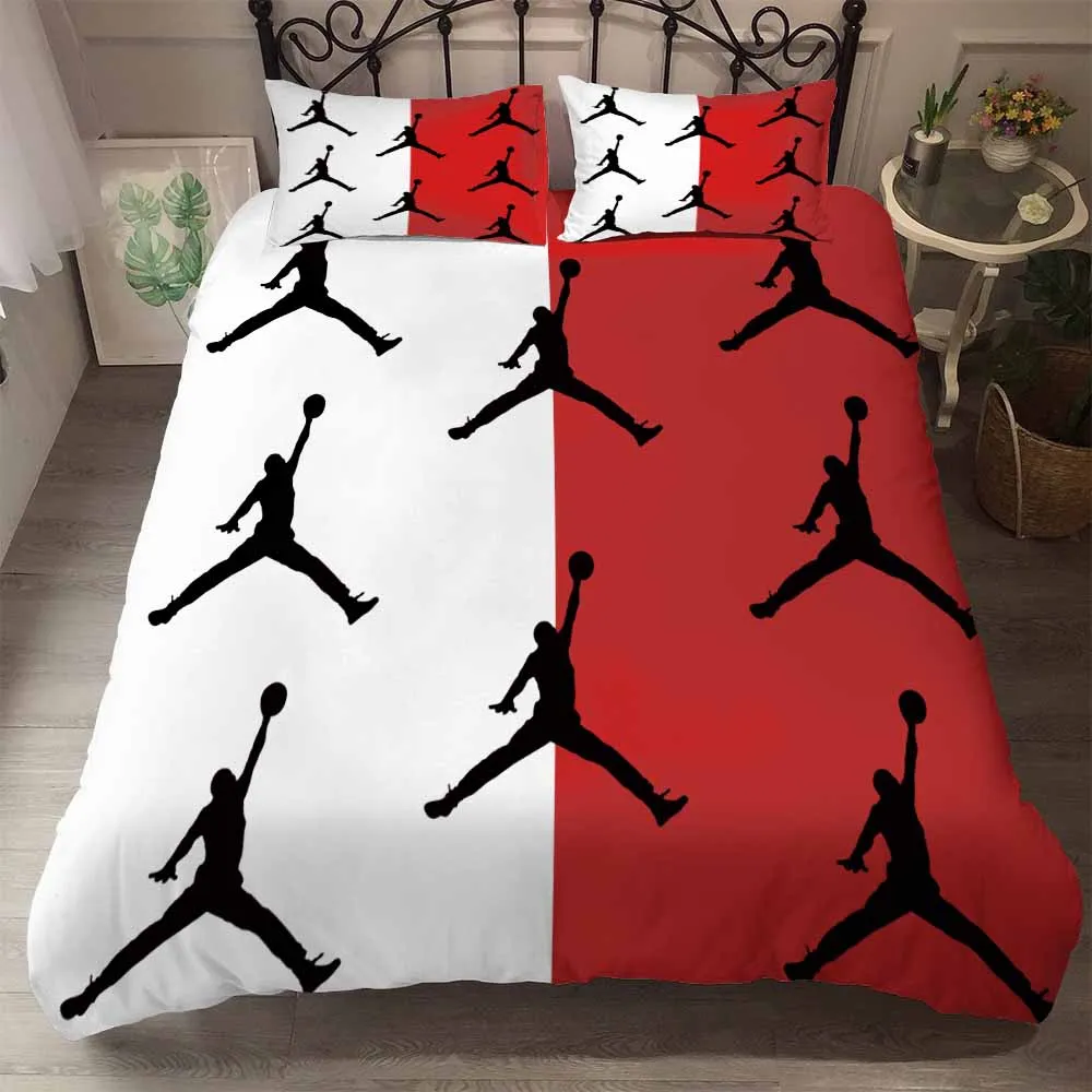 Спортивные постельные принадлежности баскетболист половина белый половина красный пододеяльник Мальчик Мужчины односпальная двуспальная кровать набор для дома и общежития пододеяльники