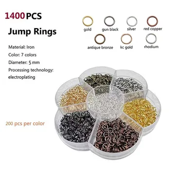 

1400 pcs Assorted Jump Ring In 1 Box Mixed 7 Colors Jump Ring For DIY Jewelry Making Findings