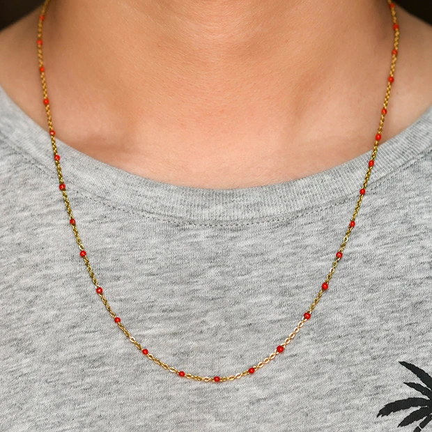 Width 2MM Chain Stainless Steel Gold Steel Choker Chain Enamel Satellite Beaded Cable Ball Necklace Women Man Jewelry Gift