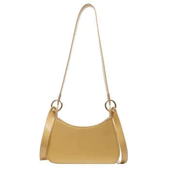 

New Women Shoulder Bag Fashion Handbag Female Wild Summer Solid Color Diagonal Bag Women Crescent shape Yellow