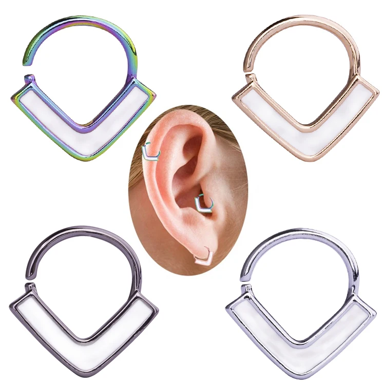 

1pc Surgical Steel V Style Ring Cartilage Tragus Piercings Hoop Lip Nose Rings Ear Stud Helix Jewelry Piercing Jewelry