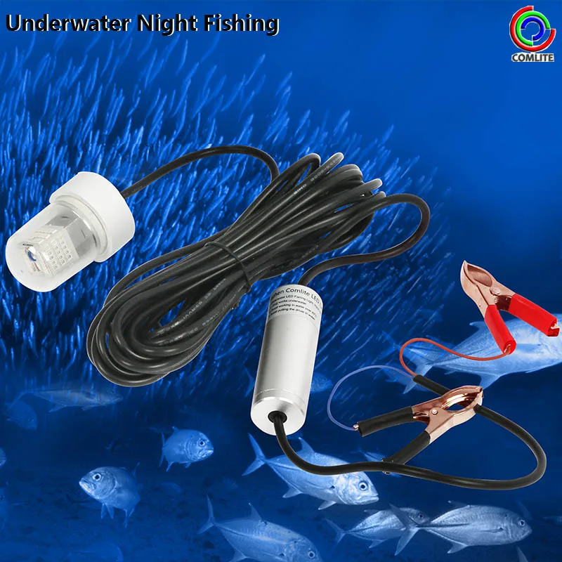 COB 20W 6Meters Cable LED Underwater Light 12V DC White Blue Green Squid Fishing  LED Light - AliExpress