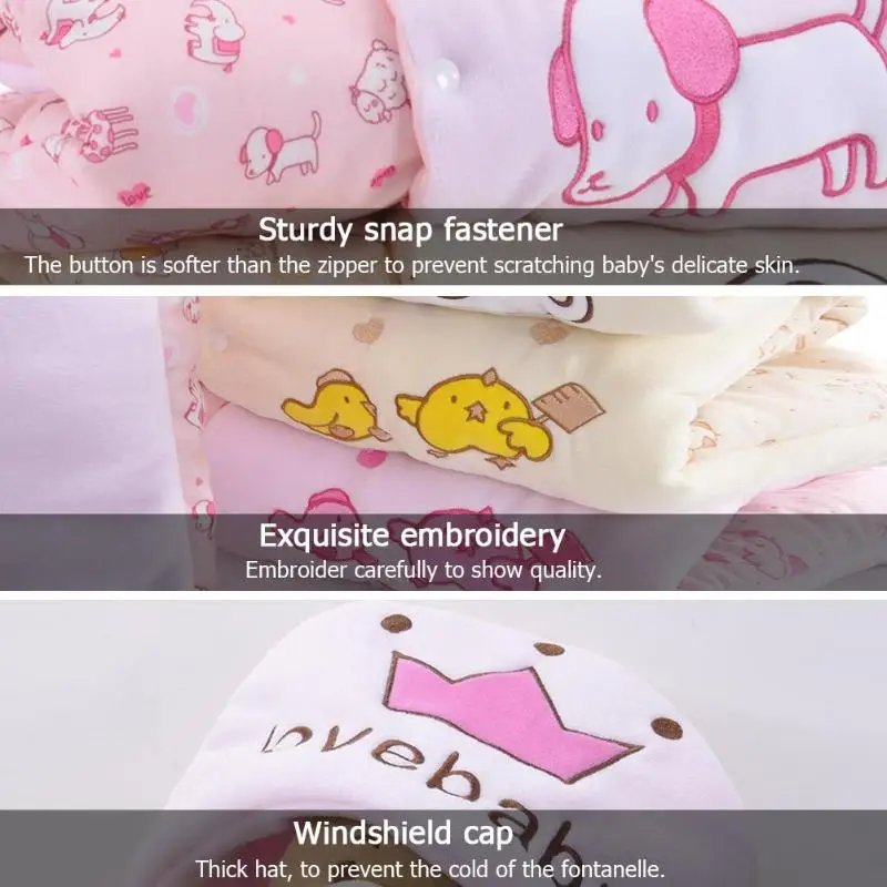 Newborn Blanket Sleeping Bag Double Thick Quilted Anti-Kick Bag with Constant Temperature and Comfortable Environment